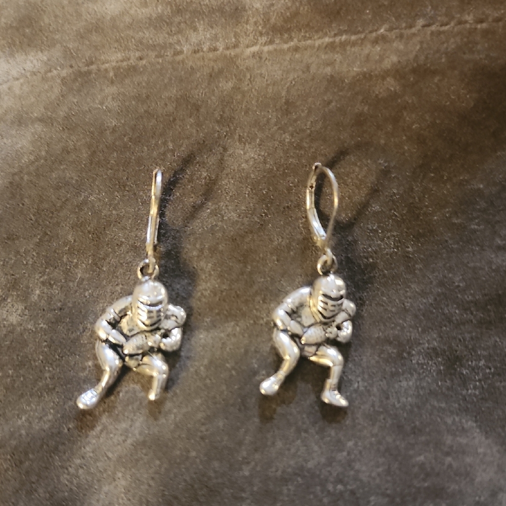 Silver Rugby Player Earrings